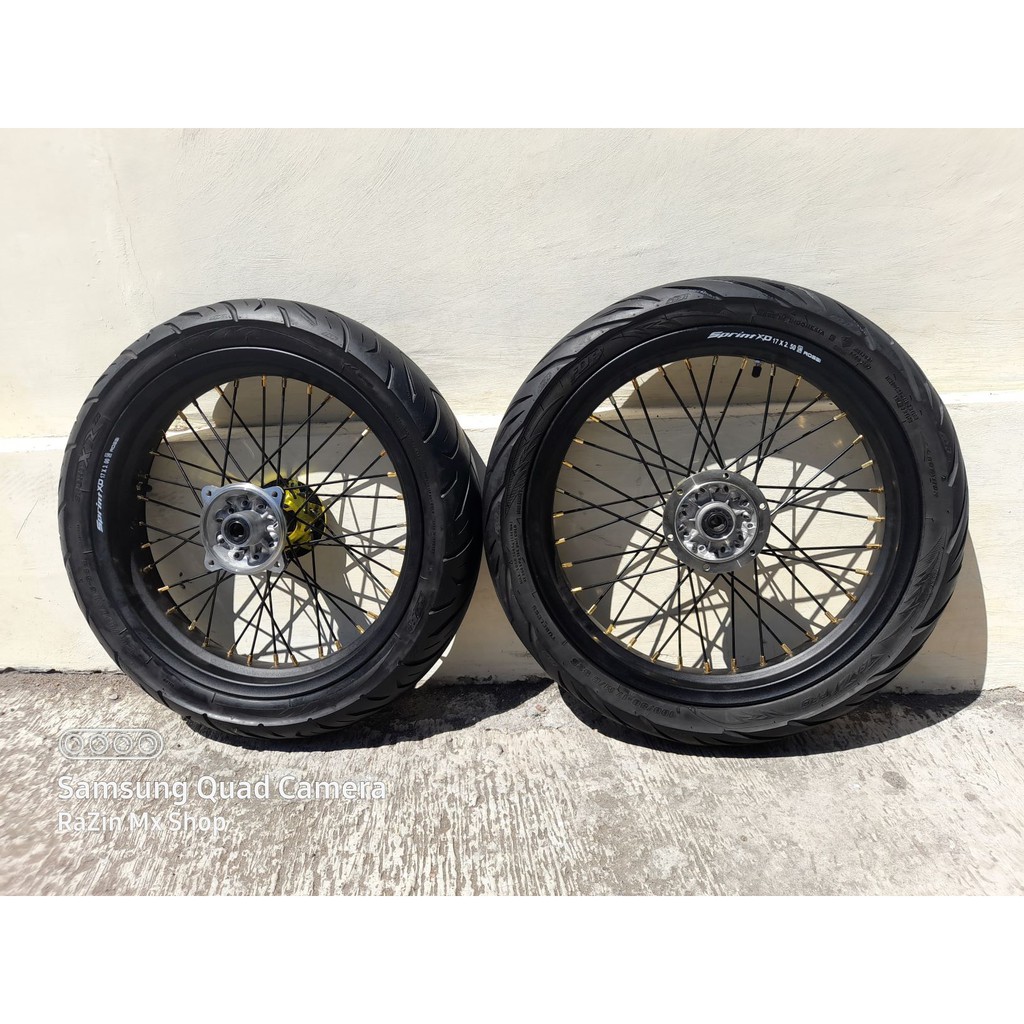 RODA SET SUPERMOTO MURAH PNP KAWASAKI KLX 150 L BAN SET SUPERMOTO KLX BAN SET SUPERMOTO D-TRACKER 15