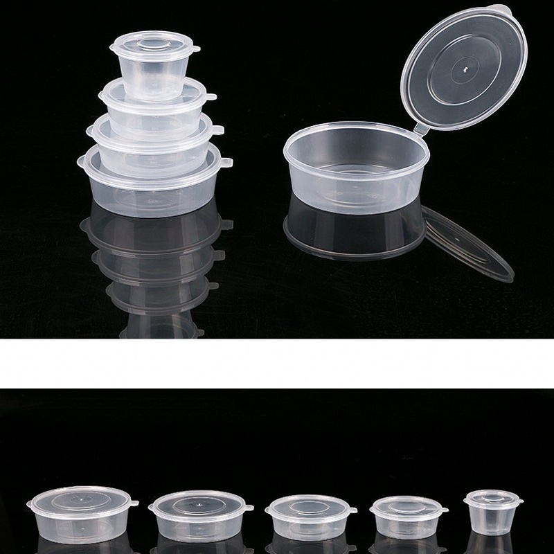 10pcs / Set Botol Plastik Transparan Sekali Pakai 27-80ML Anti Bocor Portable Untuk Saus / Cat