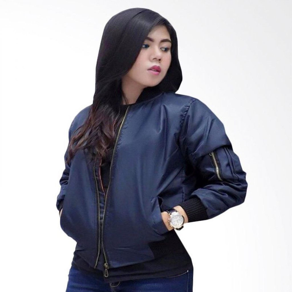 Jaket Bomber Polos Cewe / Jaket Pilot Wanita Taslan JN Waterproof / Jaket Motor Cewek Bikers Outdoor