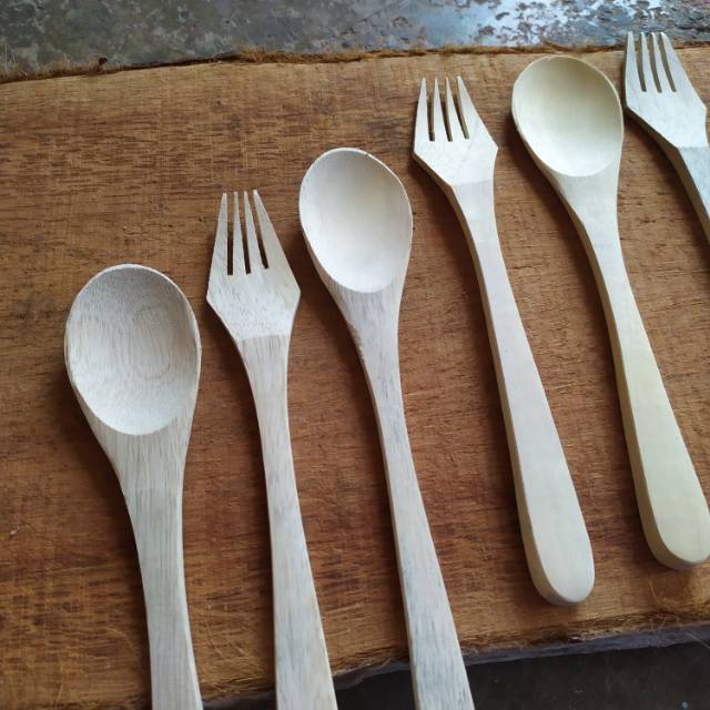 Sendok / Garpu / Sendok Garpu Gembili Sendok Kayu Garpu Kayu Souvenir Bambu Souvenir Manten Seminar