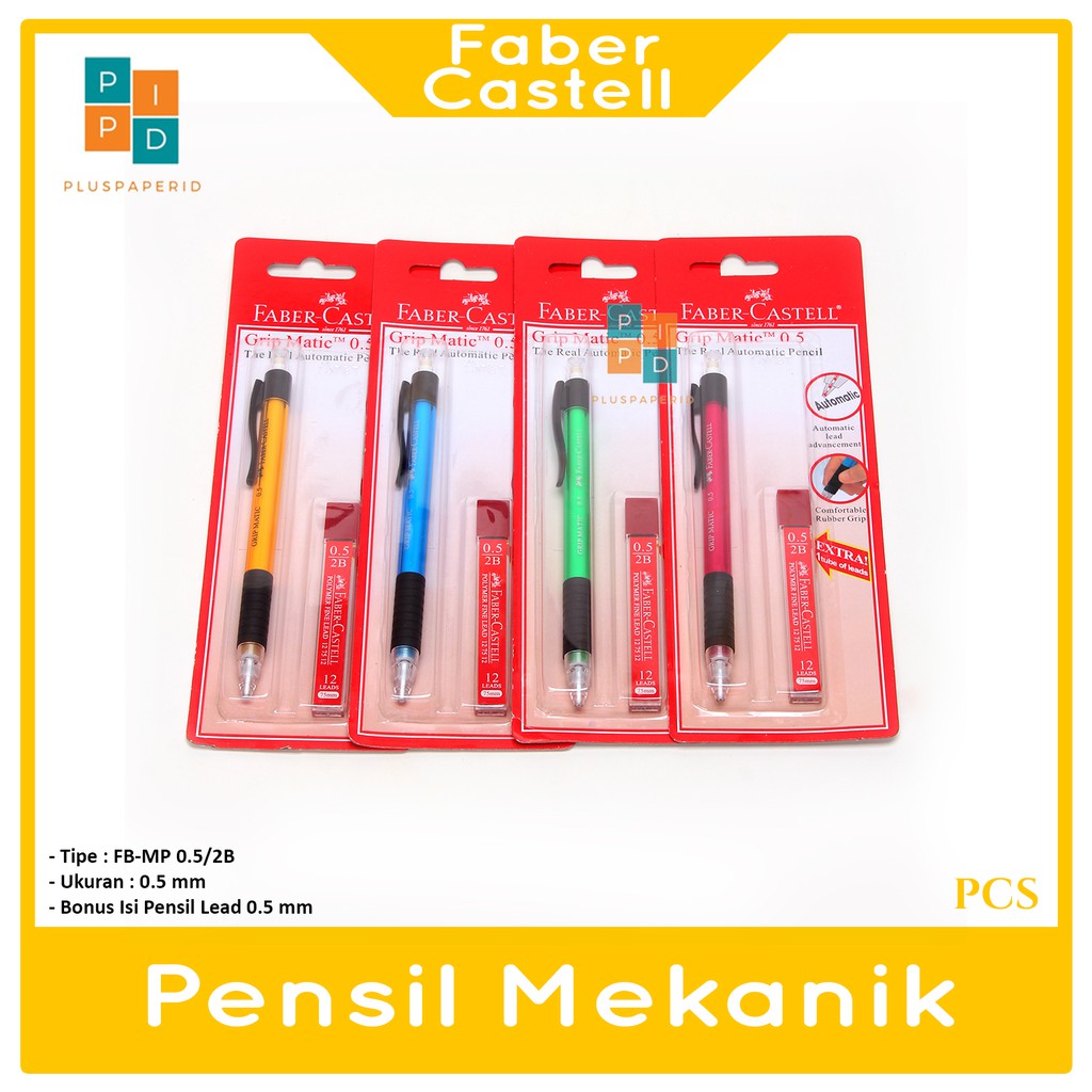 

Faber Castell - Pensil Mekanik Grip Matic 0.5mm Plus Isi Pensil Mekanik - Set