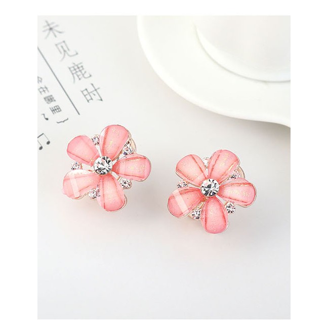 LRC Anting Tusuk Fashion Light Yellow Flower Studded Earrings Y63747