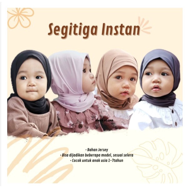 Pashtan Anak Camila /segi tiga instan anak/ Pashmina Instan Anak jersey 1-6 tahun