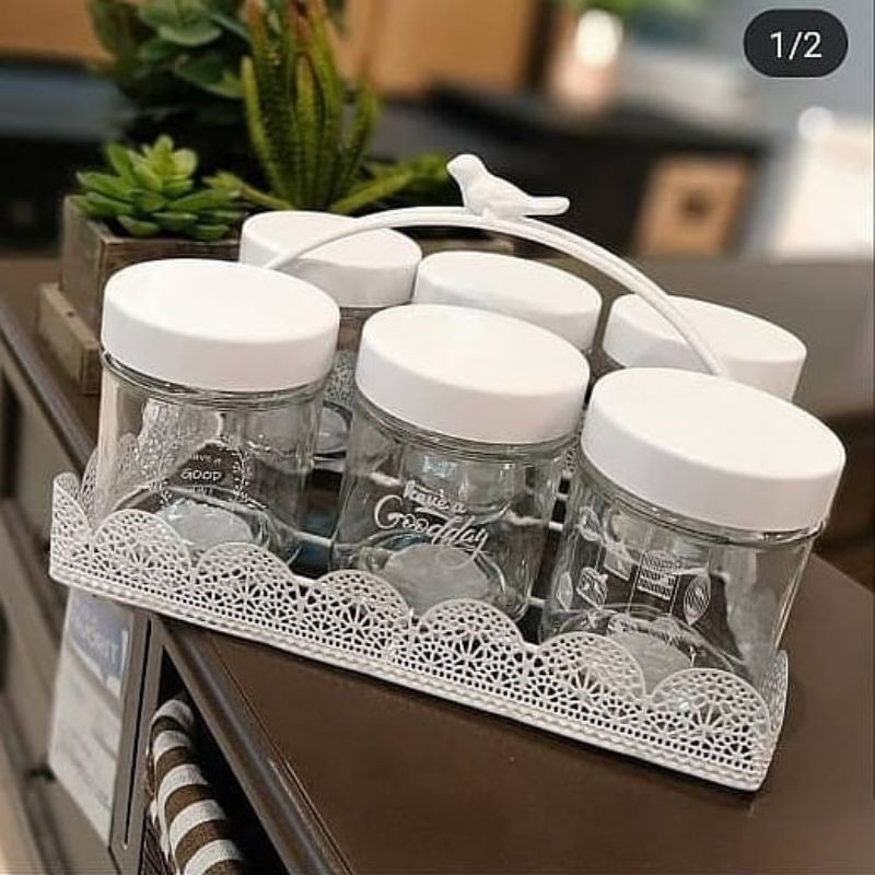 NZK_TOPLES KACA SET 6 + KERANJANG || TOPES INFORMA UNIK