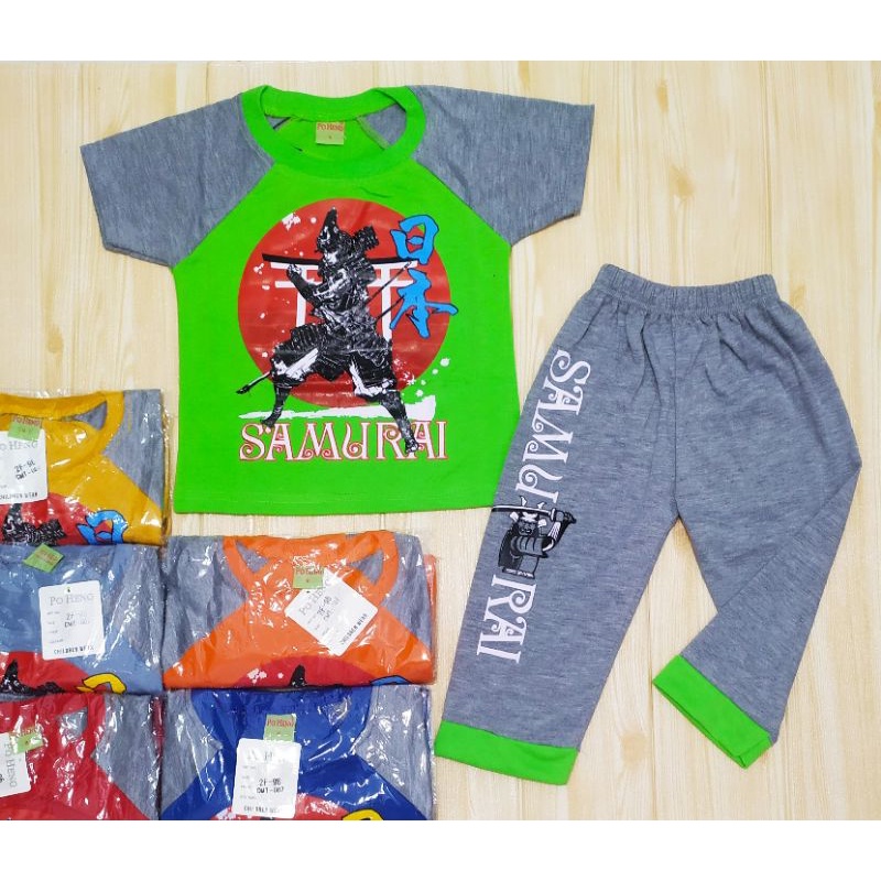 SETELAN CP RIKO POP IT ULTRAMAN SPIDERMAN TRANSFORMERS 2-7 THN BAJU ANAK-Samurai