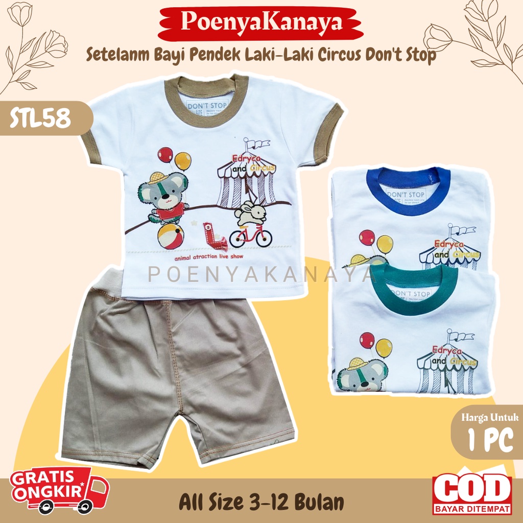 Setelan Baju Bayi Pendek Laki - Laki CIRCUS Don't Stop 3-12 Bulan STL58