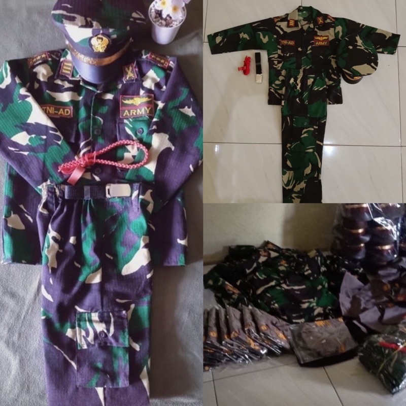 SERAGAM TENTARA AD ANAK/ SERAGAM TENTARA ANAK KECIL/ SERAGAM KARNAVAL/ SERAGAM TENTARA TK PAUD/POCIL