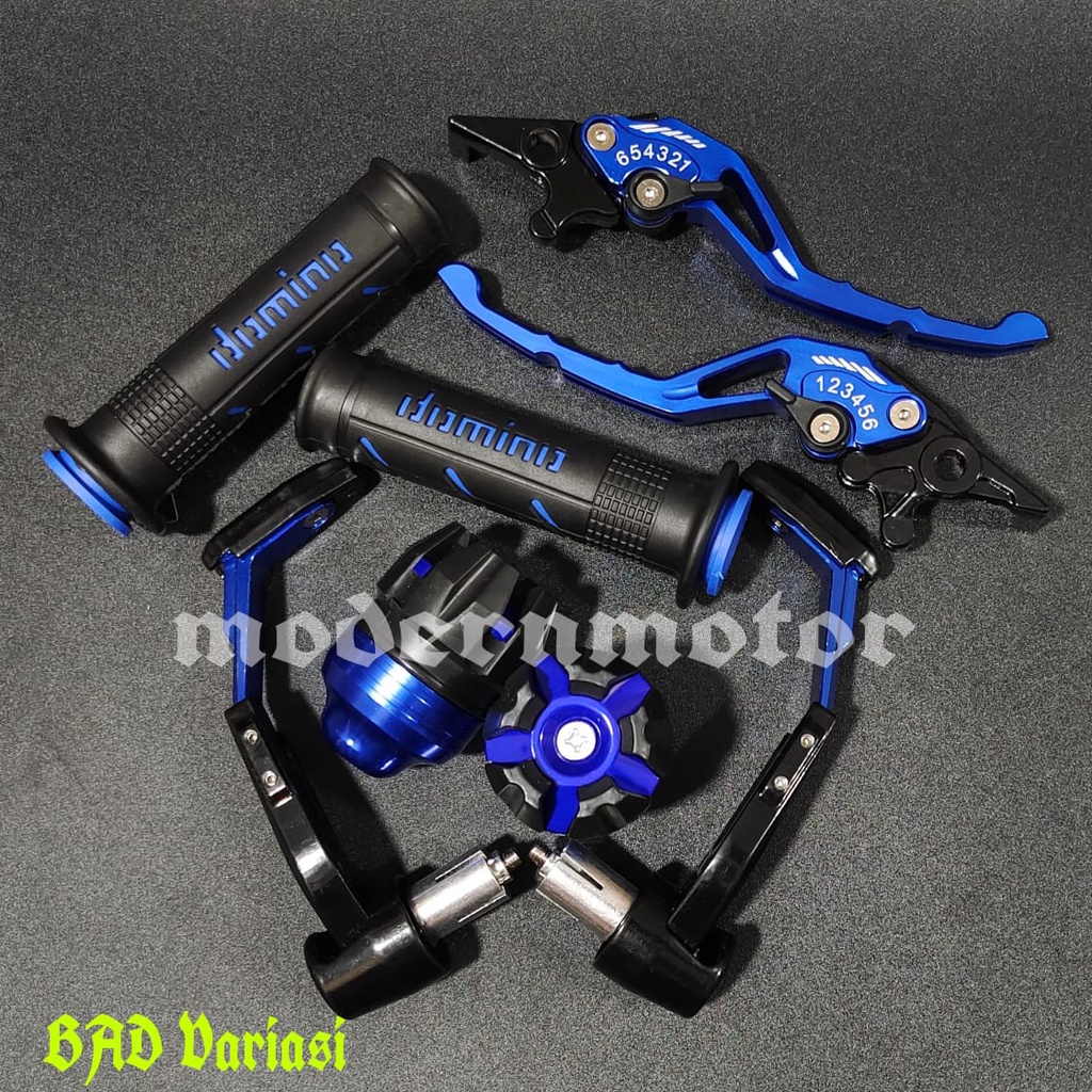 [PAKET MURAH] Handgrip Domino+Jalu as roda+Proguard robot+Handle Variasi cnc Nmax-PCX-Aerox-Vixion-Beat-Mio-Vario-Tiger-Mx-Lexi-Vario150-CBR-R15 v3-Fu-Mio j-Scorpio-Rx king-ADV-Versa-Freego