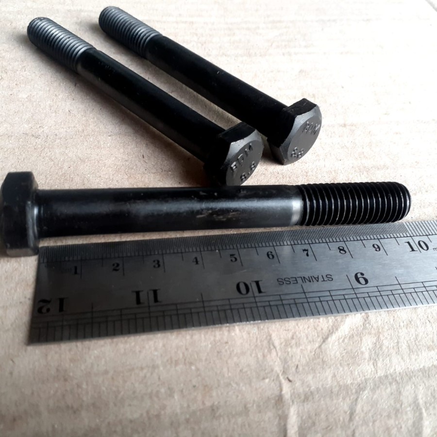 BAUT BAJA HTB 8.8 M12 X 100 / BAUT BAJA M12 X 100 HITAM / BAUT M12X100 BAJA / BAUT 19 KUNCI 19 HALF 