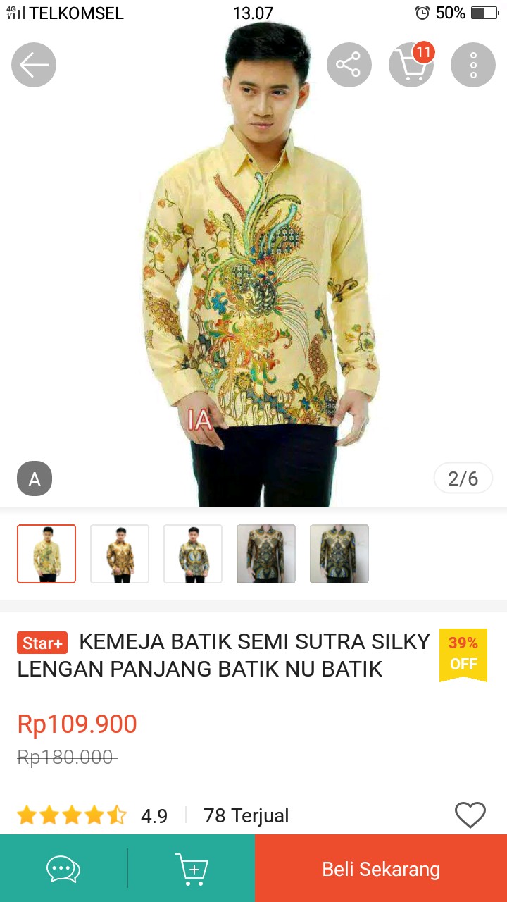 Kemeja Batik Semi Sutra Silky Lengan Panjang Batik Nu Batik Pekalongan Seragam  Kerja Solo 864288524
