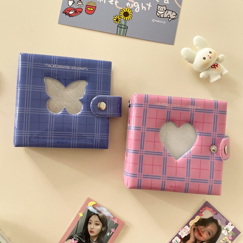 Ins style love pink blue lattice Polaroid photo album insert binder 3-inch photo album small card storage book