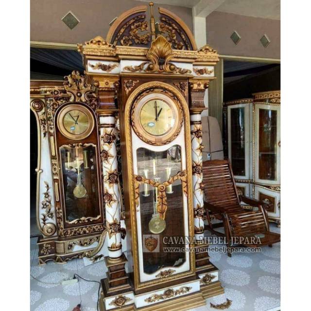 jam kayu jati furniture - lemari jam brawijaya analog