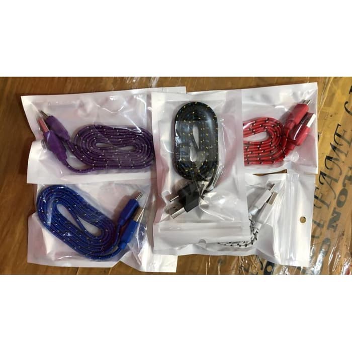 Kabel data Tali sepatu 1 meter Micro V8 Pack plastik susu ACC