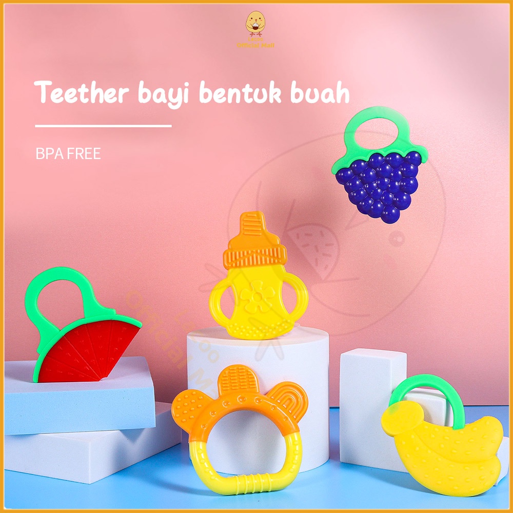 Mainan teether bayi BPA free gigitan bayi bentuk buah