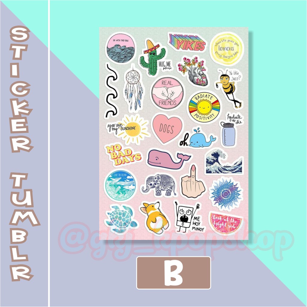 (PART 1) STICKER TUMBLR AESTHETIC STIKER LAPTOP STIKER CASE HP MURAH-B