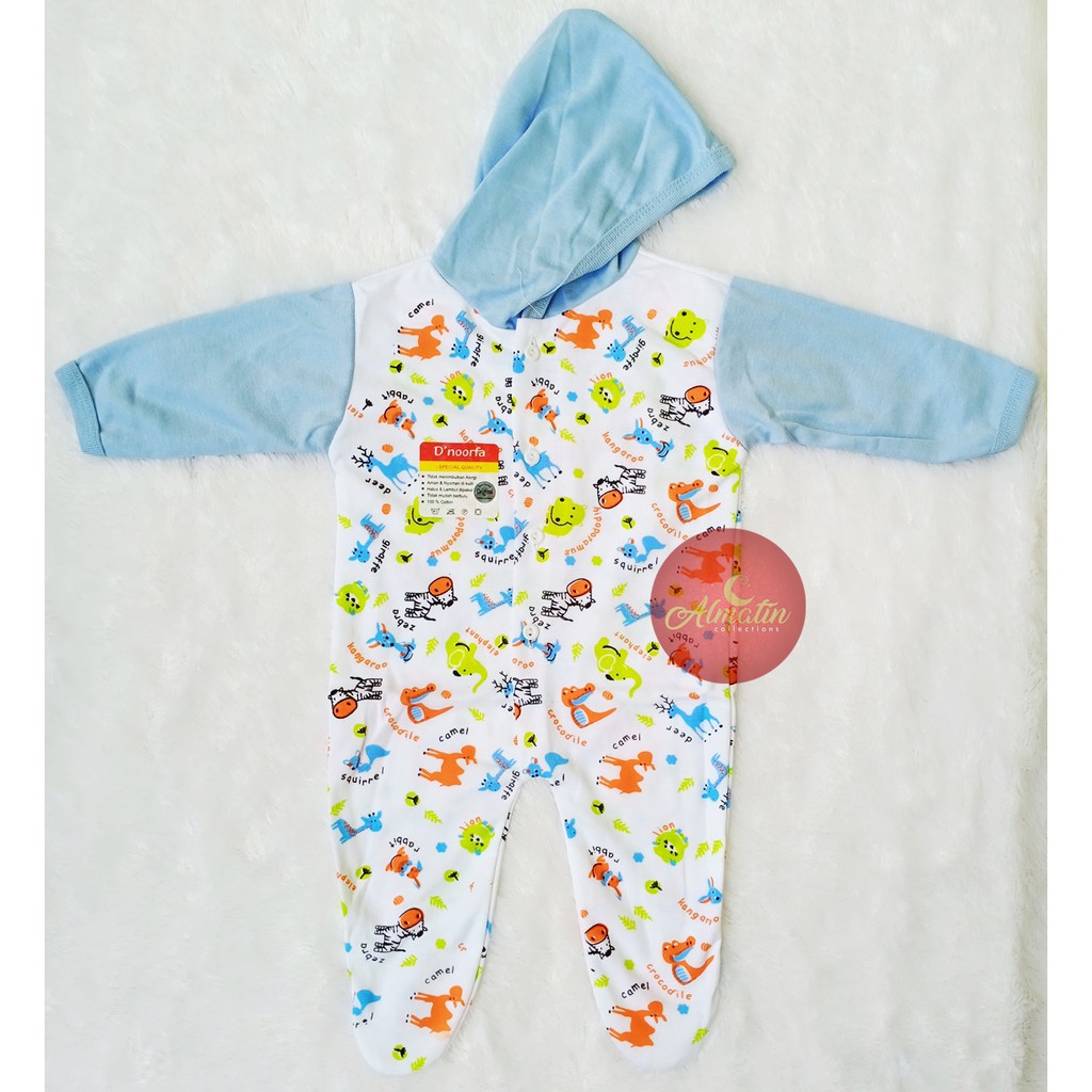 Jumpsuit/Sleepsuit Bayi D'noorfa Murah Motif Animal / Baju Kodok Newborn / TERMURAH Dapat 3 Pcs