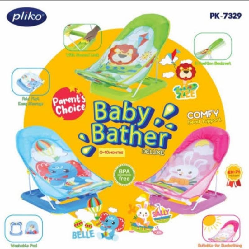 PLIKO Deluxe Baby Bather - Kursi Mandi Bayi/ Dudukan Mandi Bayi/ Baby Bather/ Bak Mandi Bayi