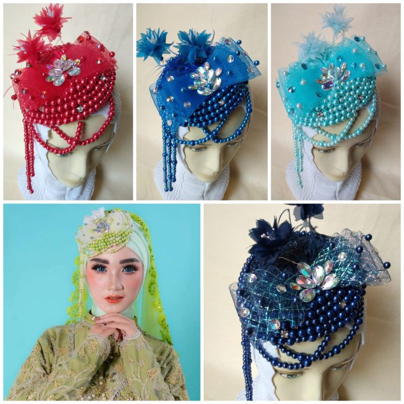 faskintor  / topi mutiara hiasan kpala/ hijab pengantin