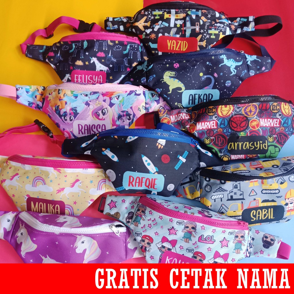 Waistbag Anak Gratis Cetak Nama | kado souvenir ulang tahun | tas anak keren