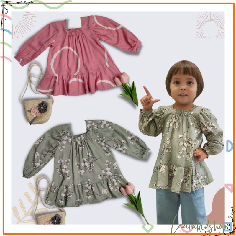 Atasan Anak Perempuan Lengan Panjang Korean Look 3-7 Tahun Laurakidshop