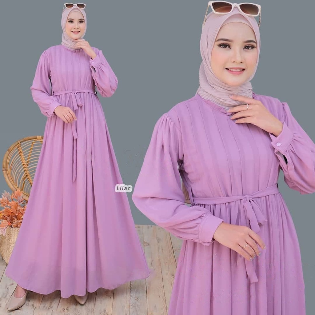 Setelan Dress Fashion Busana Baju Gamis Casual Muslim Muslimah Katun Simple Polos Wanita Remaja Dewa