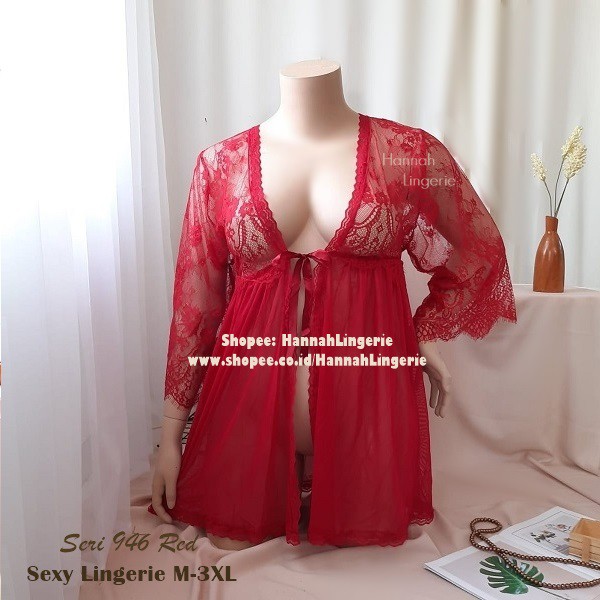 Lingerie M L XL XXL XXXL Lengan Panjang Seksi Hot Menggoda Merah Seksi Baju Seserahan Pengantin Malam Pertama 946