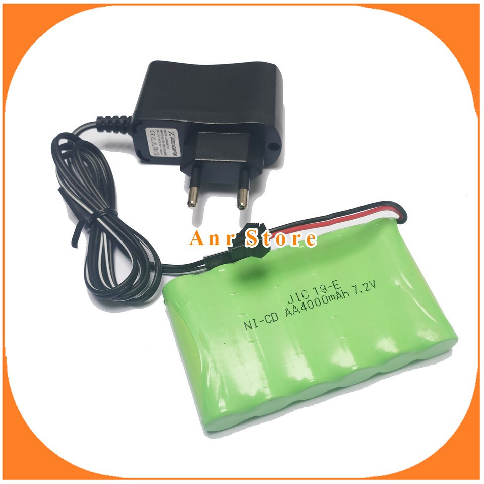 Paket Baterai Dan Charger RC AA 4000mAh 7.2V isi 6 Socket Hitam Mobil Remot