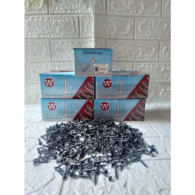 1 dus Skrup Giysum 6x1 panjang 2,5cm isi 1000 pcs Sekrup Gypsum Skrup Kayu  Gipsum 6x1 (2.5cm) isi 1