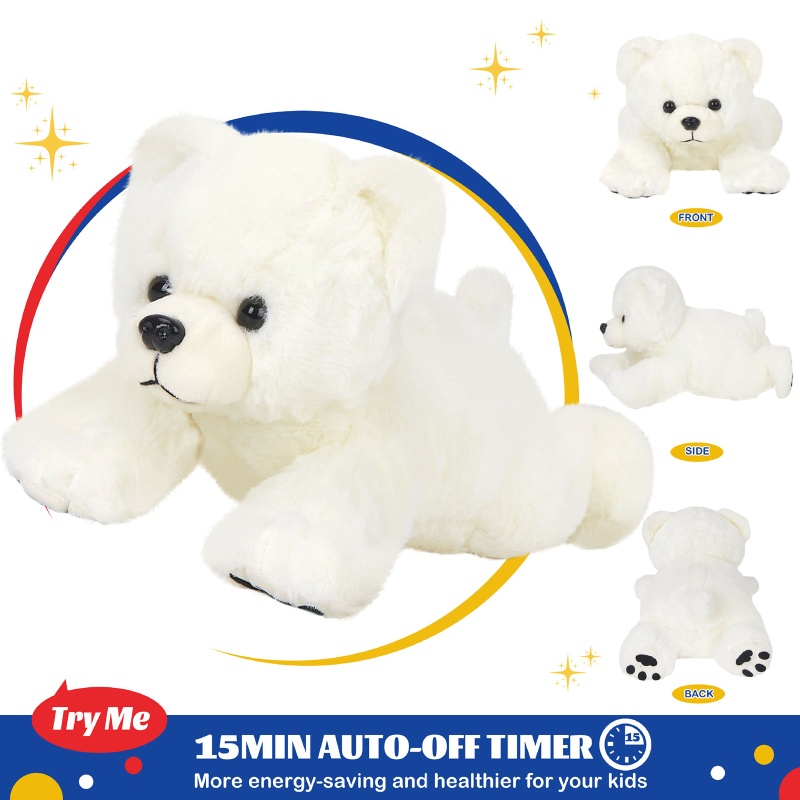 Mary 37cm Plush Polar Bear LED Untuk Boneka Mainan Untuk w/Musik Opsional &amp; Warna Warni Cahaya Dekorasi Kamar Anak Kelahiran Bayi