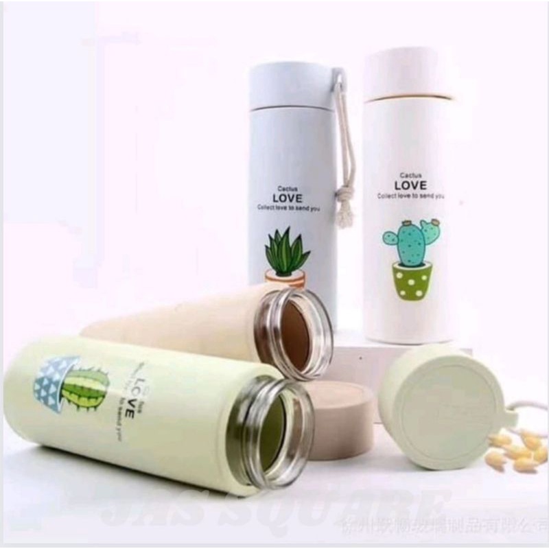 Botol Air Minum Botol Thermos Air Minum 450ml Kaca Botol Air Minum Karakter Kaktus