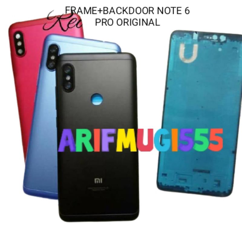 Kesing Casing Housing Fullset Frame Tulang Lcd Plus Backdoor Xiaomi Redmi Note 6 Pro Original