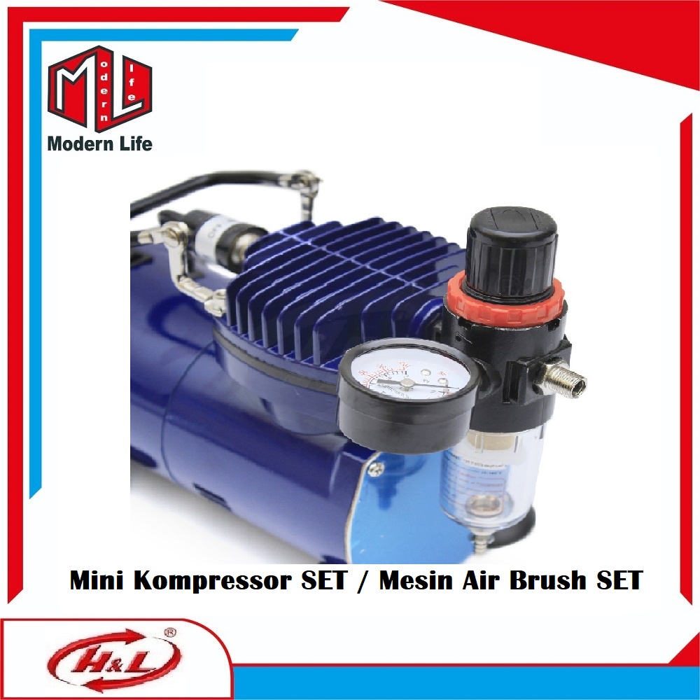 Paket Mesin Mini Kompresor Set Plus Air Brush H&amp;L Complete ORIGINAL