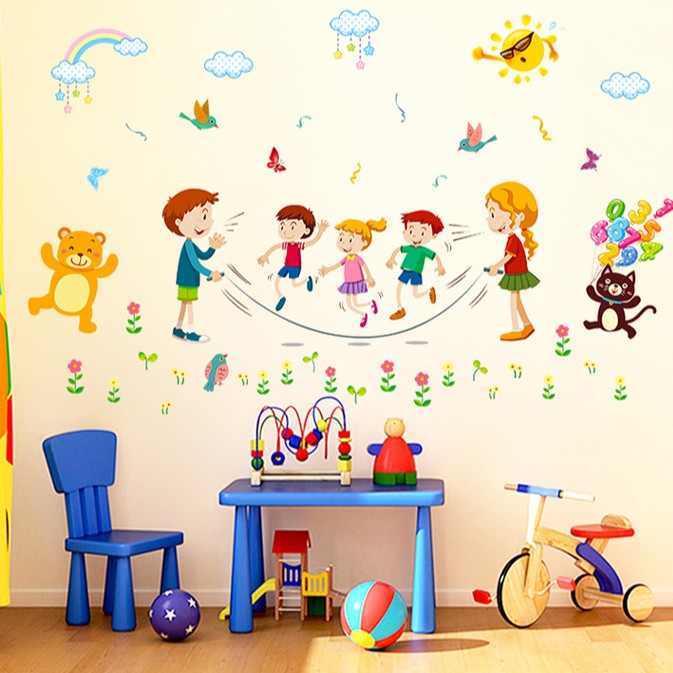 Reliza Wall Sticker Lompat Tali Anak Bermain Study Stiker Dinding LDR 7195