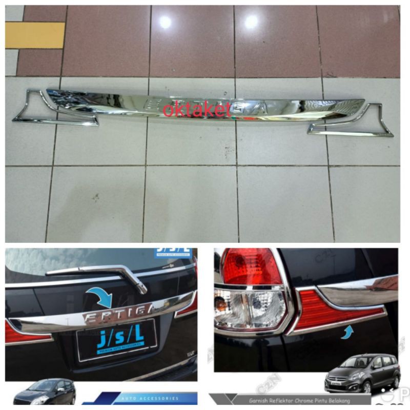 cover trunk lid + ring reflektor  new Ertiga 2016-2017 emboss chrome jsl