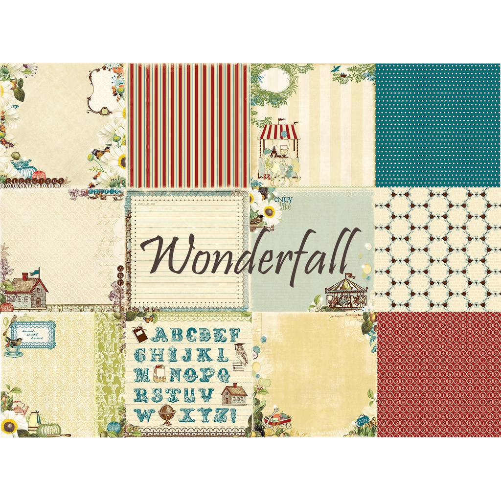 

12x12 Paket Kertas Scrapbooking "Wonderfall" (12 lembar)