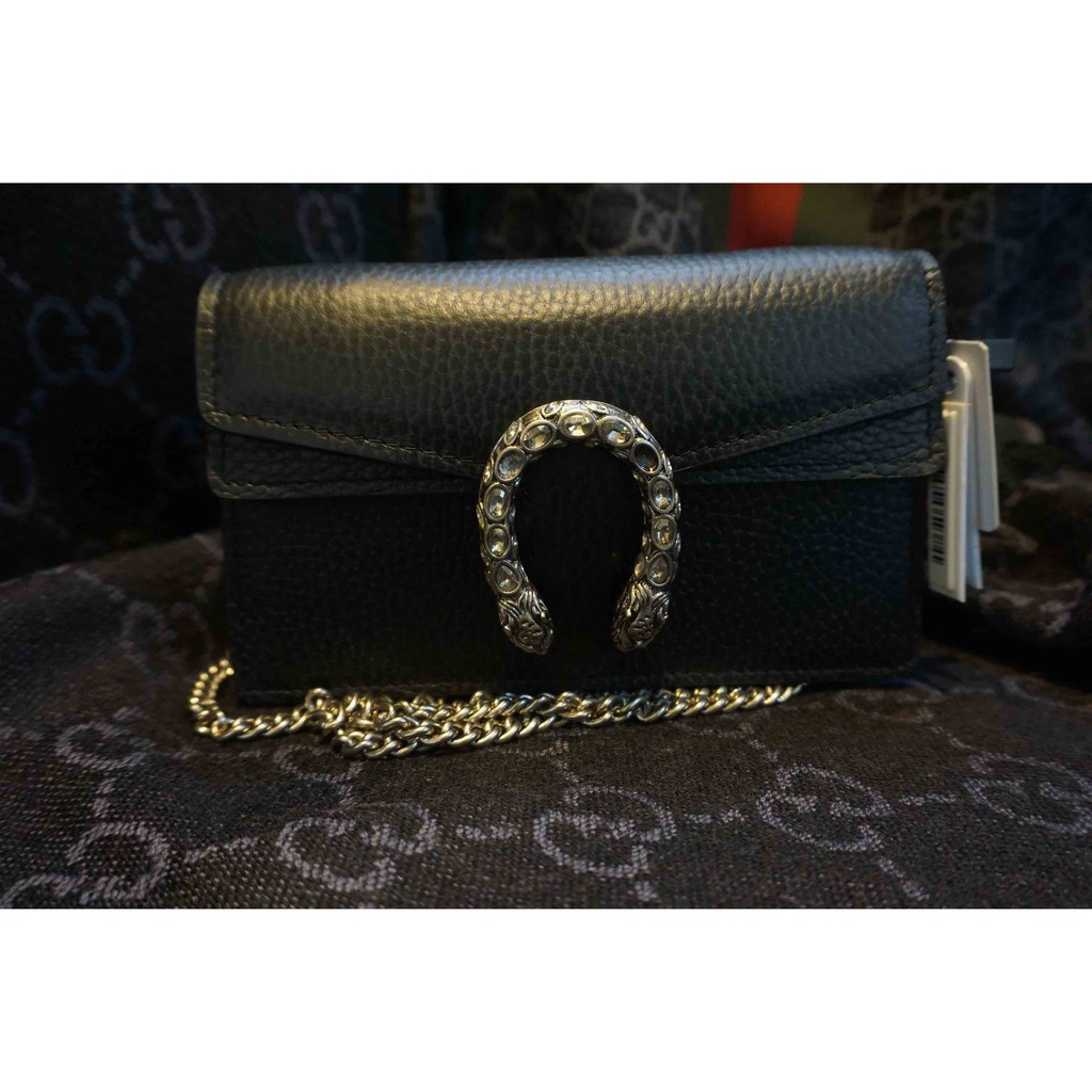 Tas Selempang Rantai Wanita Gucci Black Silver