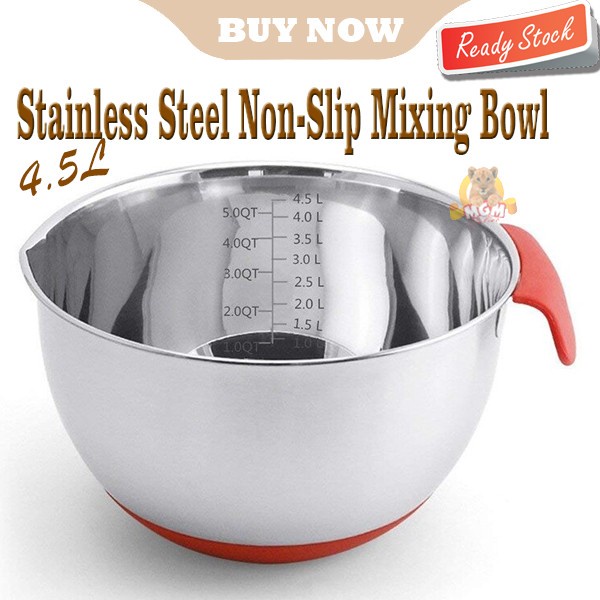 SET2 Stainless steel NON SLIP Silicone Mixing Bowl 2.5-4.5L Baskom