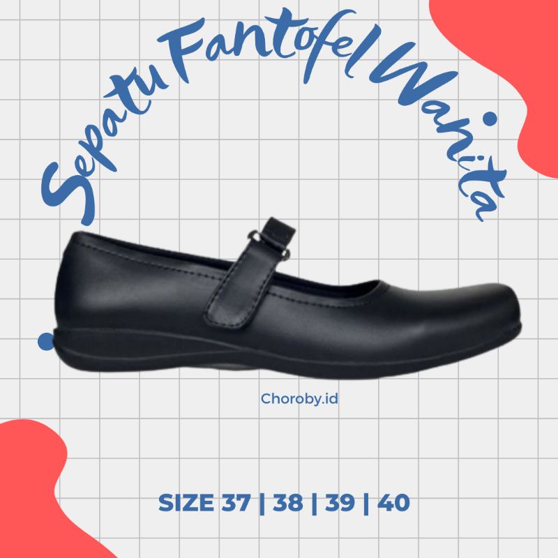 SEPATU FANTOFEL TANPA HAK // SEPATU PASKIBRA FLAT // SEPATU HITAM FORMAL // FANTOFEL TREPES //Chorob