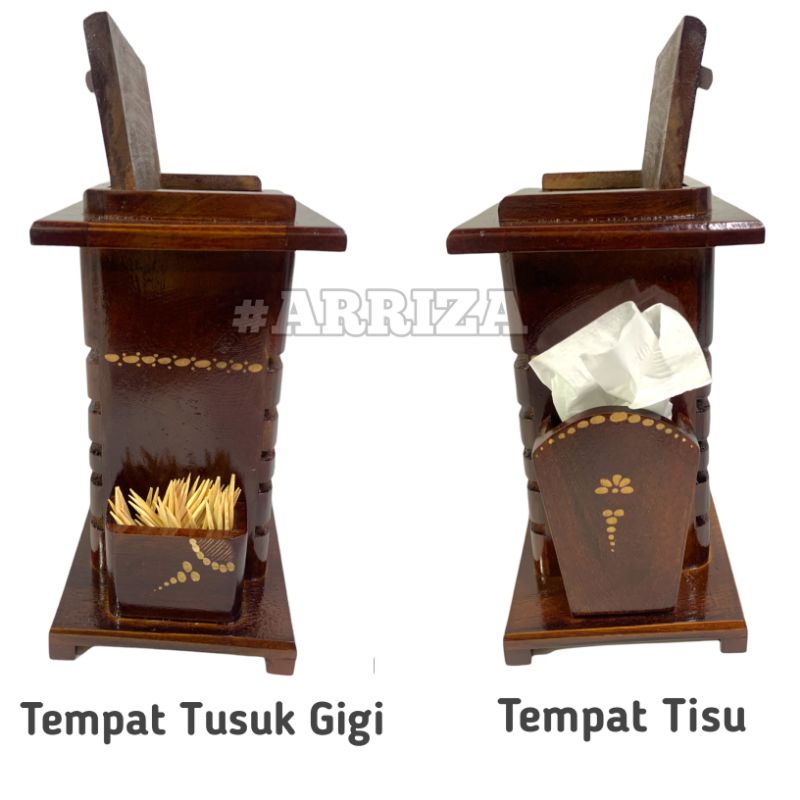 Tempat Sendok / Rak Sendok Dari kayu Jati + Tempat Tusuk Gigi + Tempat Tisu