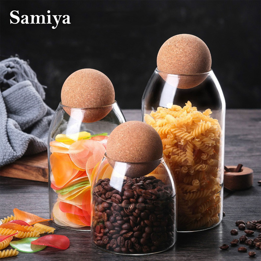 toples botol kaca tempat biji kopi / coffee bean storage jar cork / hiasan pajangan coffee shop