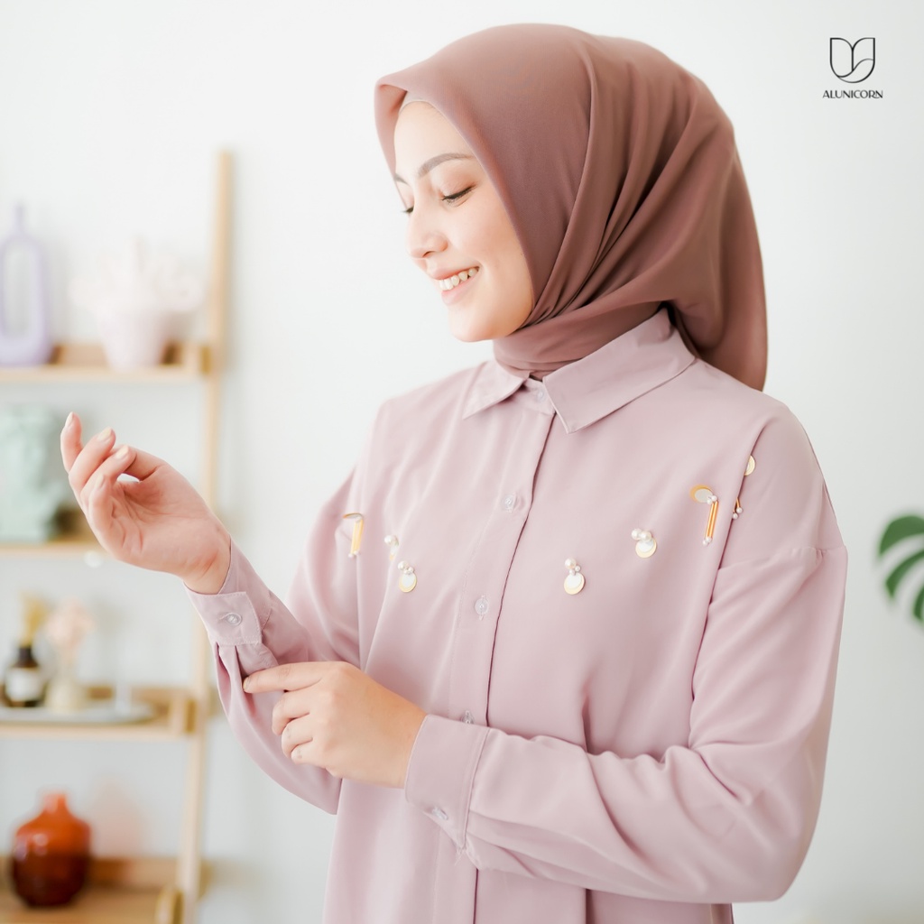 Alunicorn - Busui- Bia Series - Valen Set - Blouse Wanita - Pants Wanita-Blouse Flaminggo