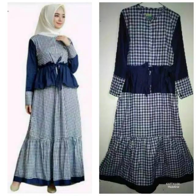 Gamis XL Kotak Kotak Kombinasi