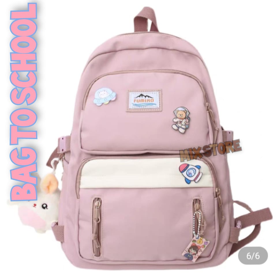Tas Ransel Wanita Sekolah SD SMP SMK Terbaru K POP Korea Tas Ransel Perempuan Remaja Gadis Gendong Besar Kekinian Terbaru Viral Populer 2022-Pink