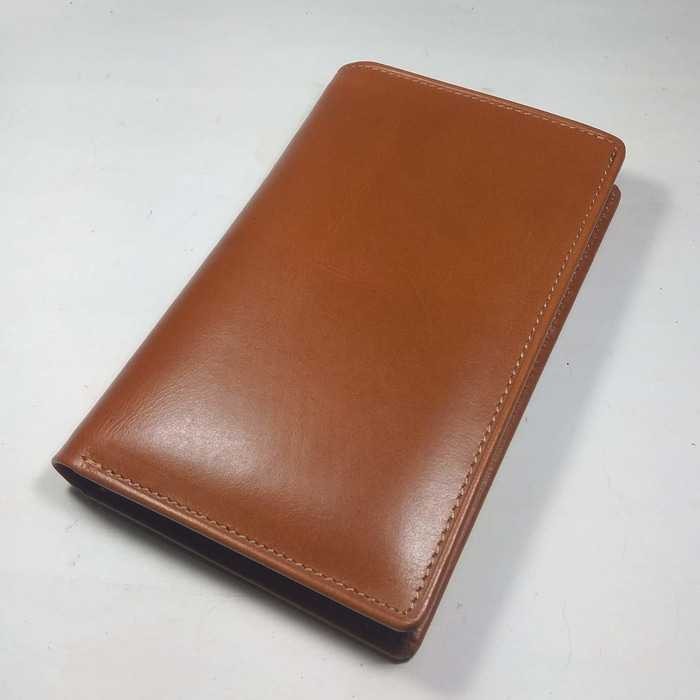 Dompet medium unisex kulit asli warna tan - medium wallet 3/4