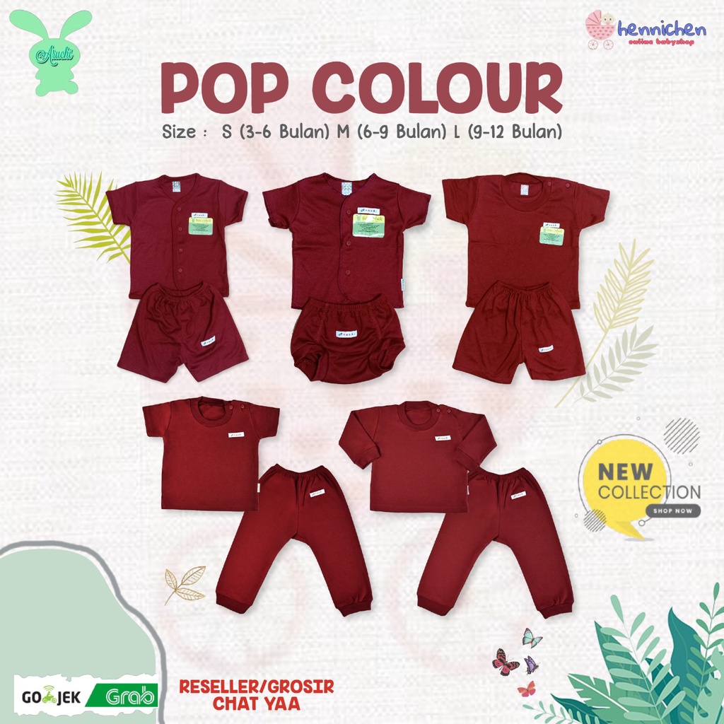 ARUCHI SETELAN POLOS SPESIAL MAROON POP COLOUR SERIES BAJU ANAK UNISEX NB S M L