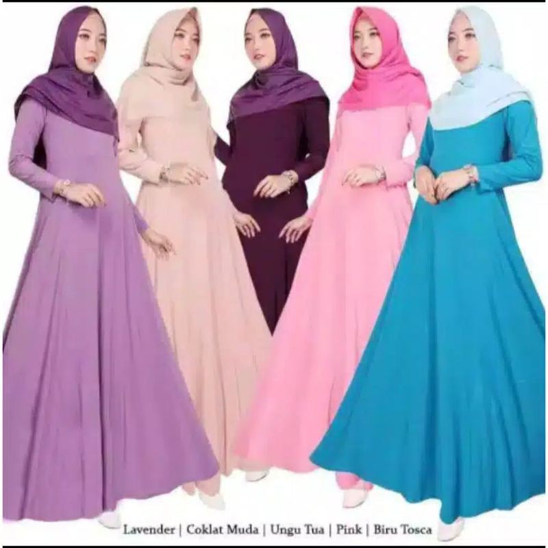 gamis Jersey polos fashion pakaian wanita