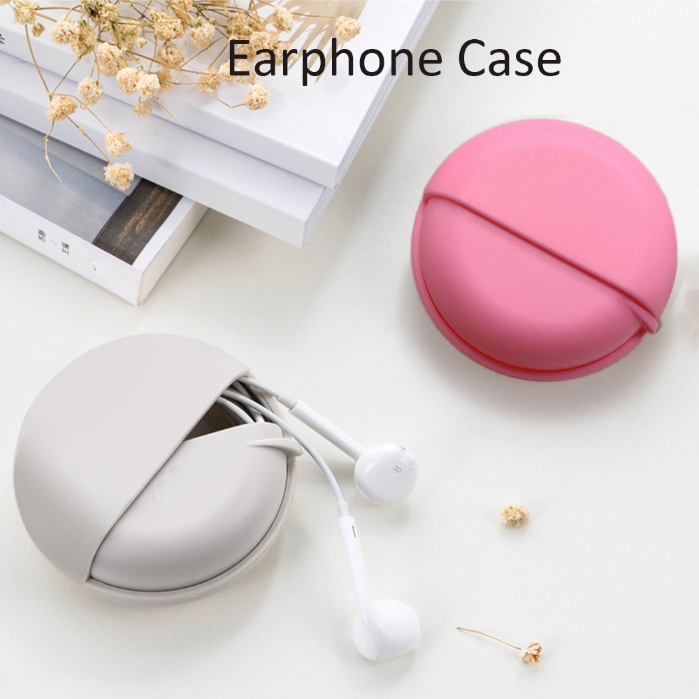 Wonderful Kotak Penyimpanan Earphone / Kabel Data Multifungsi Bentuk Bulat Bahan Abs