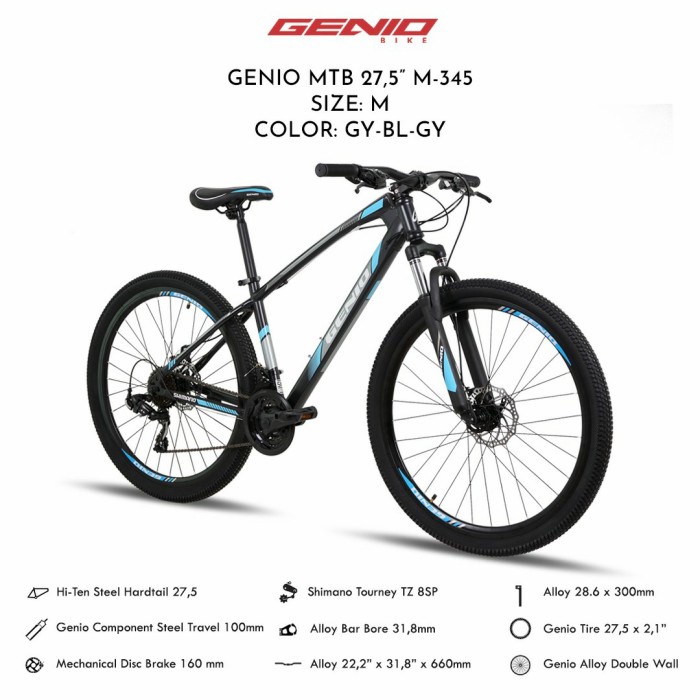 GENIO M 345 Sepeda Gunung MTB 27,5 Inch - Hitam