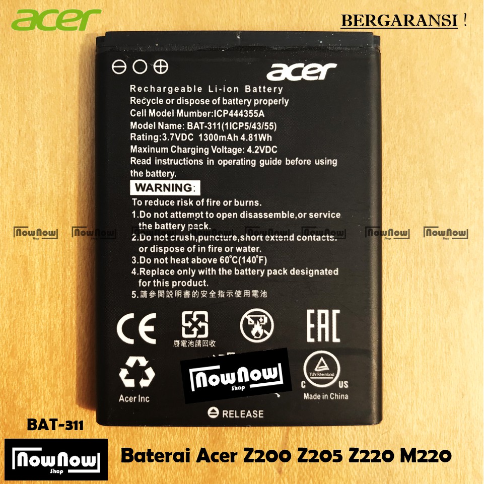 Baterai Acer Z200 Z205 Z220 M220 BAT-311 Original Batre Batrai Battery HP BAT 311