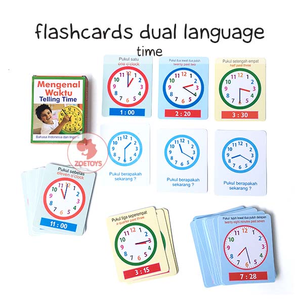 Zoetoys Paket Hemat Montess Flashcards Time + Learning Clock A B | Mainan Anak | Mainan Edukasi